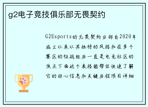 g2电子竞技俱乐部无畏契约
